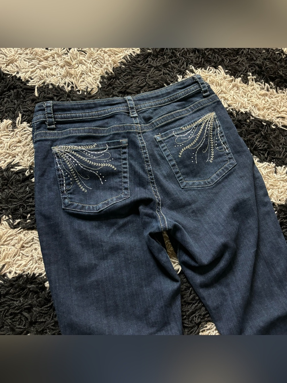 Lee Slender Secret Lower on the Waist Embroidered Dark Wash Denim Bootcut Jeans